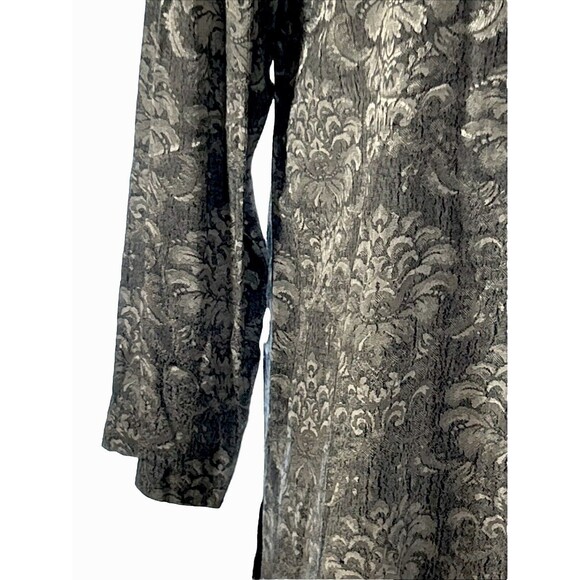 RJ Stevens Carol Escritor VTG silver gray Nehru shirt jacket mandarin collar 8 - Picture 3 of 10